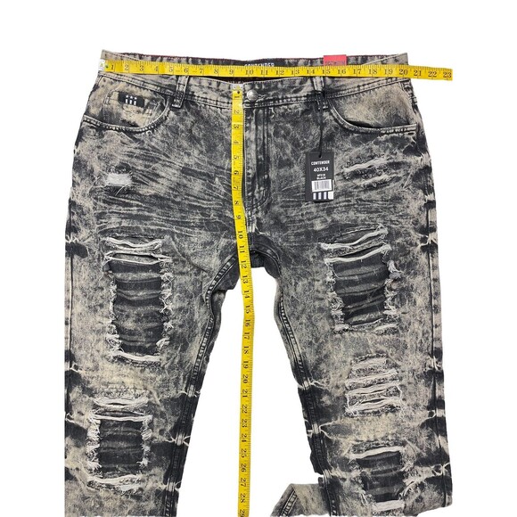 Contender Premium Men's Slim Straight Leg Patched Distressed Jeans Size 40x34 - Picture 12 of 15